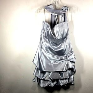 Rory silver strapless dress with scarf size xl